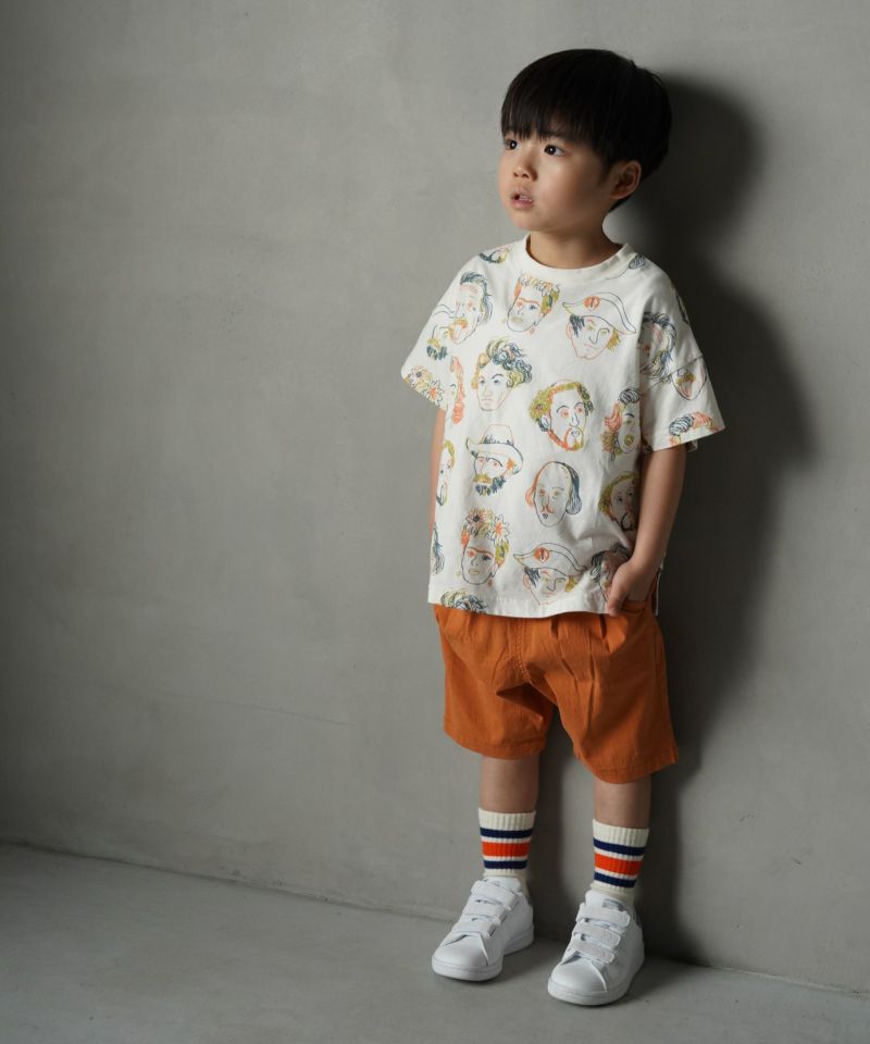 CUT LOOSE 襟シャツ 半袖 人イラスト 総柄 カラフル カラフルえらい人総柄半袖Tシャツ□80～140cm（Tシャツ