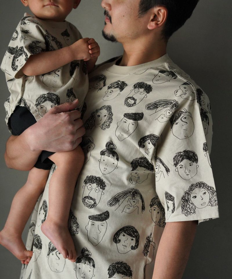いろんな顔総柄半袖Tシャツ□パパサイズ | MAKE YOUR DAY