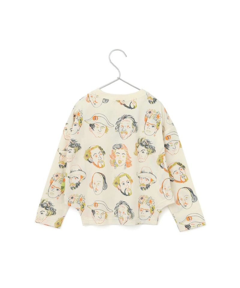 週末セール！古着リメイク☆個性的☆カラフル総柄シャツ×tシャツ☆ オンラインストア限定◇カラフルえらい人総柄長袖Tシャツ