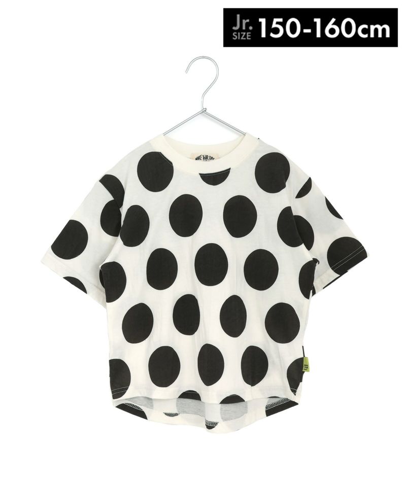 ホワイト ドット柄 半袖Tシャツ おひ Bristol ドット柄 半袖Tシャツ L