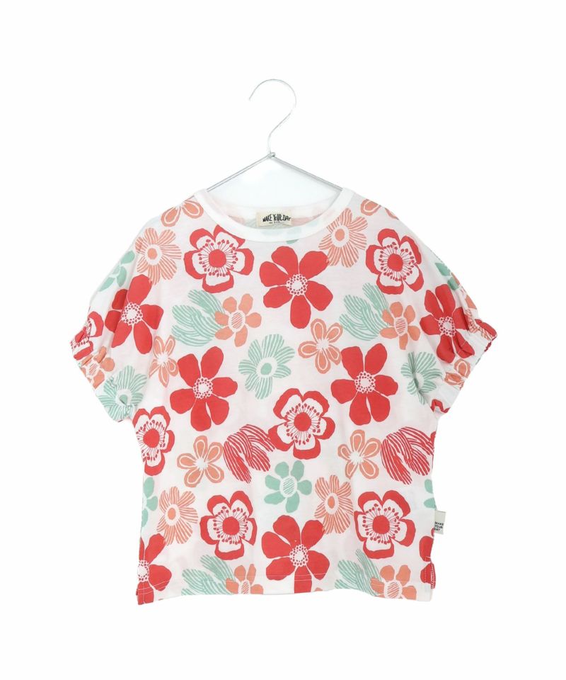 女の子 花柄 北欧 ピンク 半袖 Tシャツ