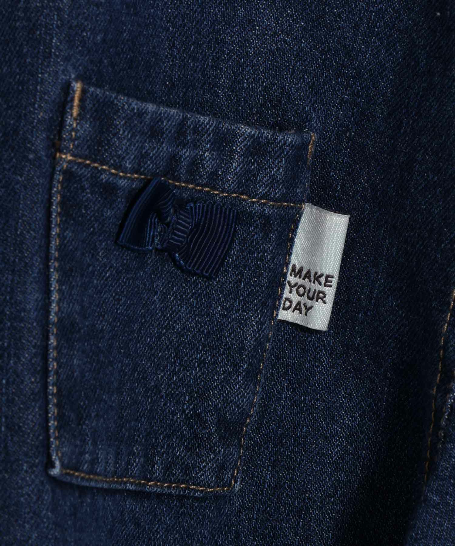 セットアップできるリボンデニムブルゾン□80～140cm | MAKE